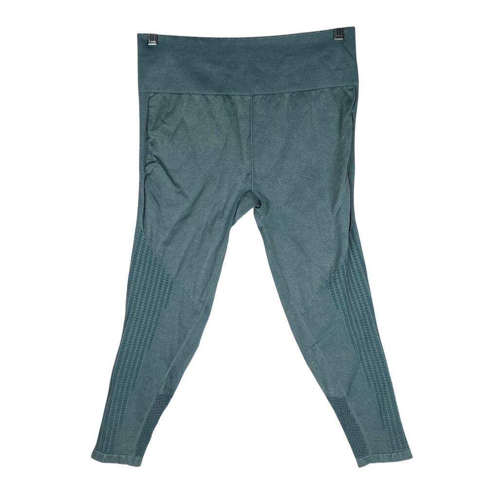 Fabletics Seamless Mesh Leggings Women XL Teal Athleisure Sporty Gym Yoga Active